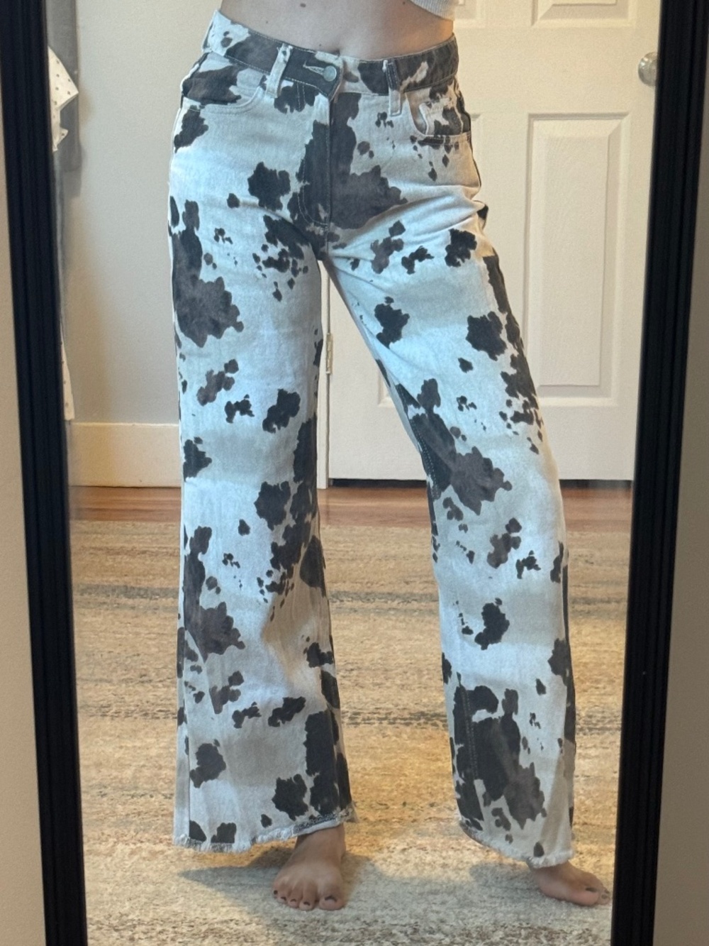 PrettyLittleThing Petite Cow Print Wide Leg Pants 🤎🐄
